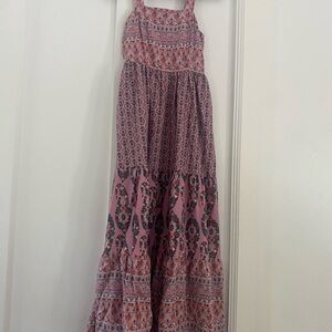 Knox Rose Pink Crepe Print Mix Bohemian Maxi Dress